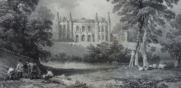 Detail from 'Newlands, The Seat of Mrs Whitby' by J.M. Gilbert, 1832, from 'Grove's Views of Lymington' (Image from Rare Old Prints)