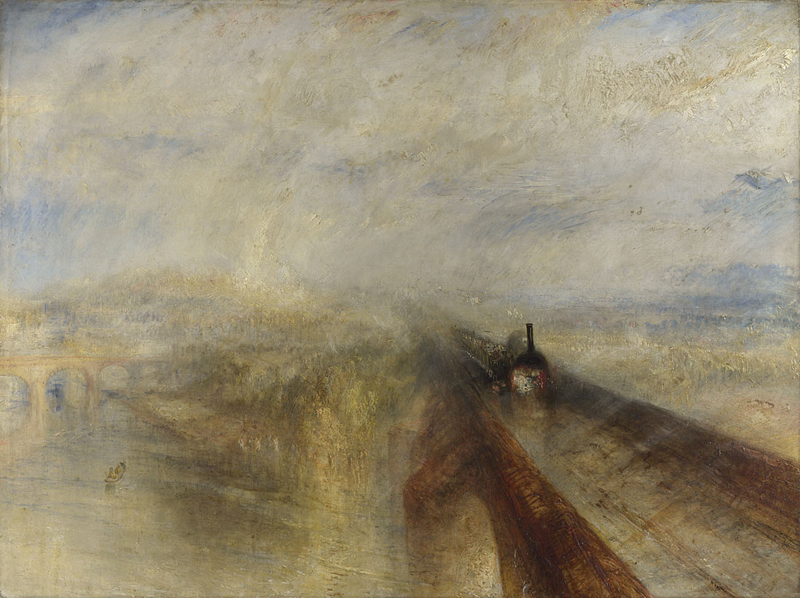 Joseph Mallord William Turner Rain, Steam, and Speed - The Great Western Railway 1844 Oil on canvas, Turner Bequest, 1856 NG538 (© The National Gallery)